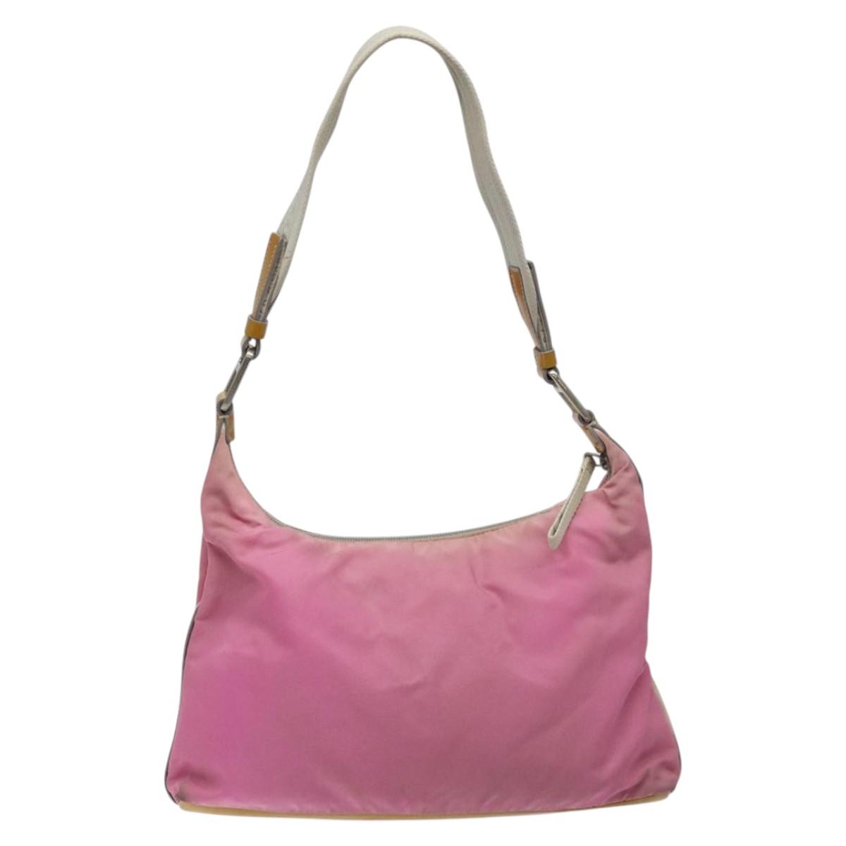PRADA Shoulder Bag Nylon Pink Silver Auth fm4561