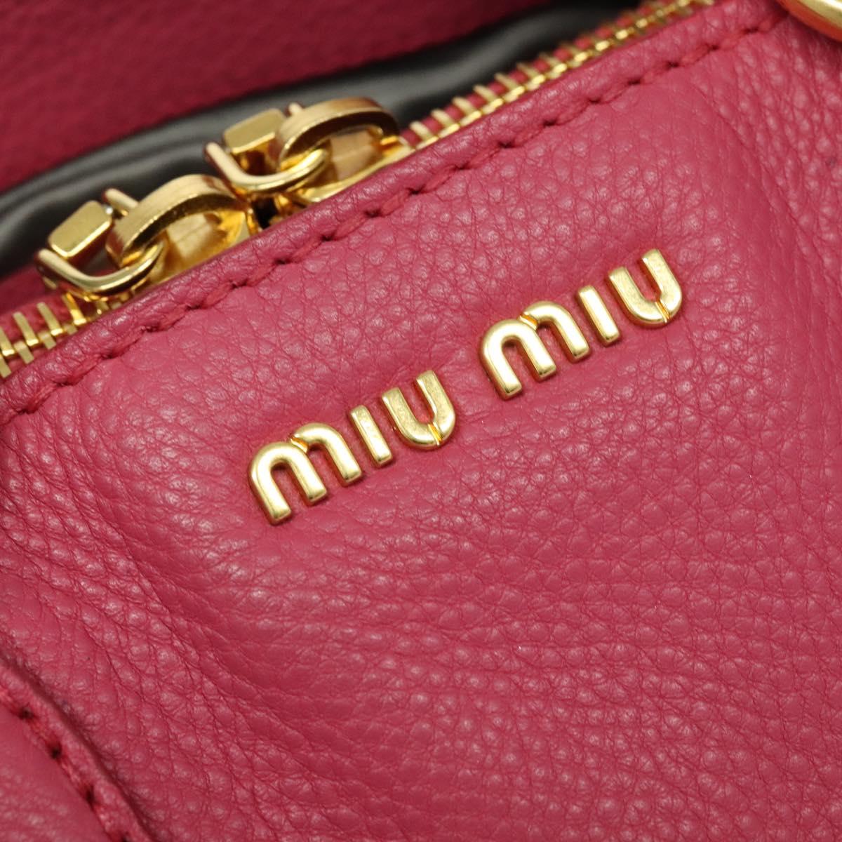 Miu Miu Vittello Caribbean Hand Bag Leather 2way Pink Gold Auth fm4567