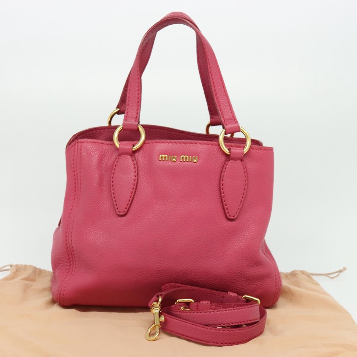 Miu Miu Vittello Caribbean Hand Bag Leather 2way Pink Gold Auth fm4567