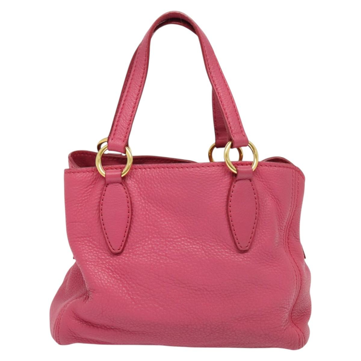 Miu Miu Vittello Caribbean Hand Bag Leather 2way Pink Gold Auth fm4567