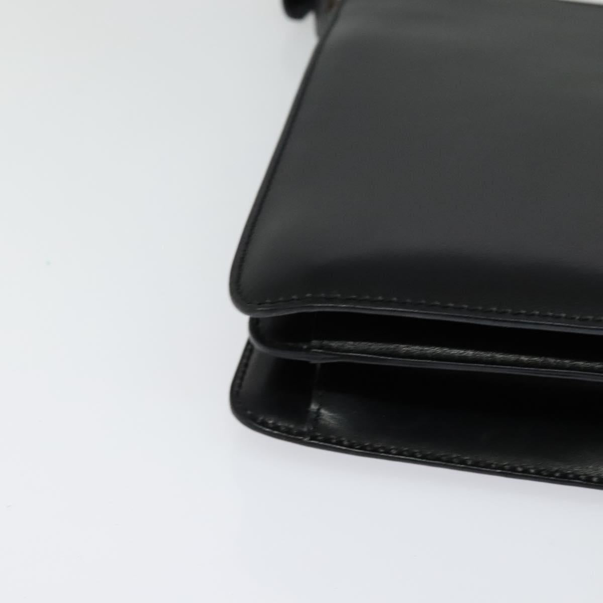 CELINE Shoulder Bag Leather Black Gold Auth fm4568