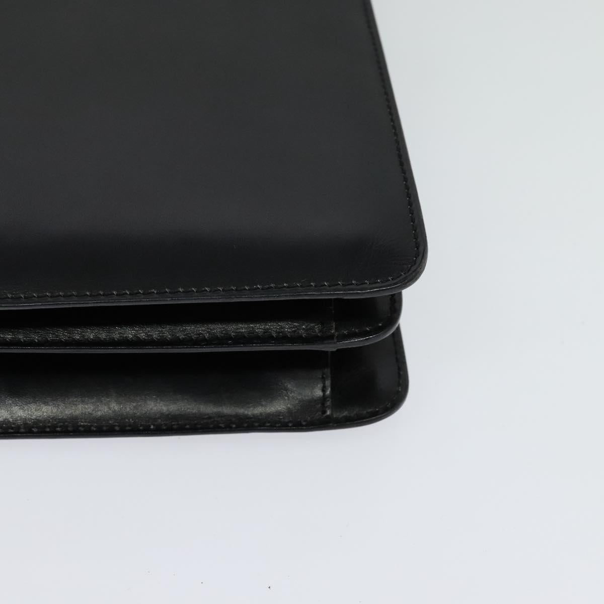 CELINE Shoulder Bag Leather Black Gold Auth fm4568