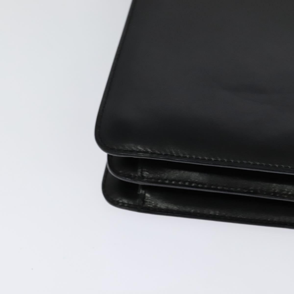 CELINE Shoulder Bag Leather Black Gold Auth fm4568