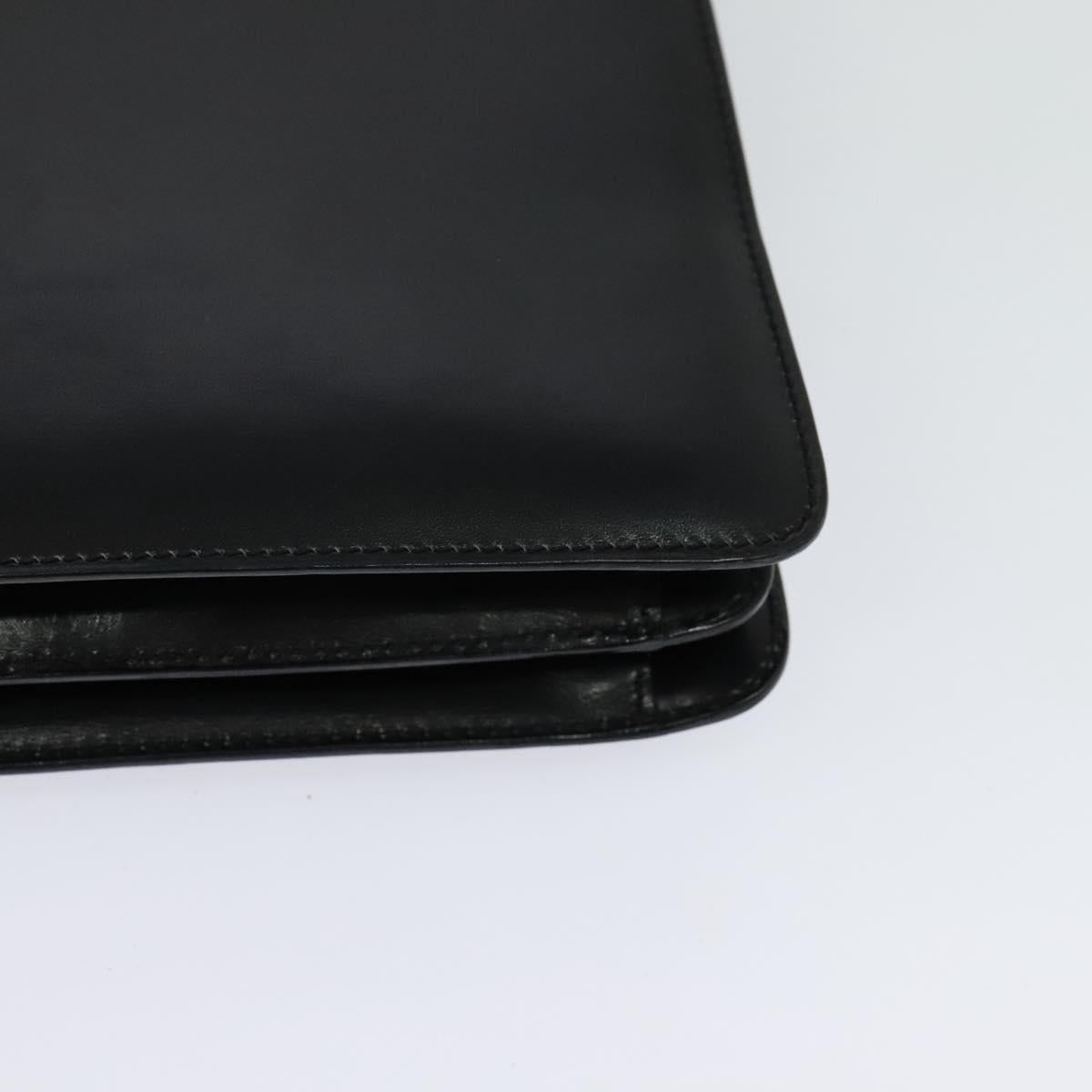 CELINE Shoulder Bag Leather Black Gold Auth fm4568