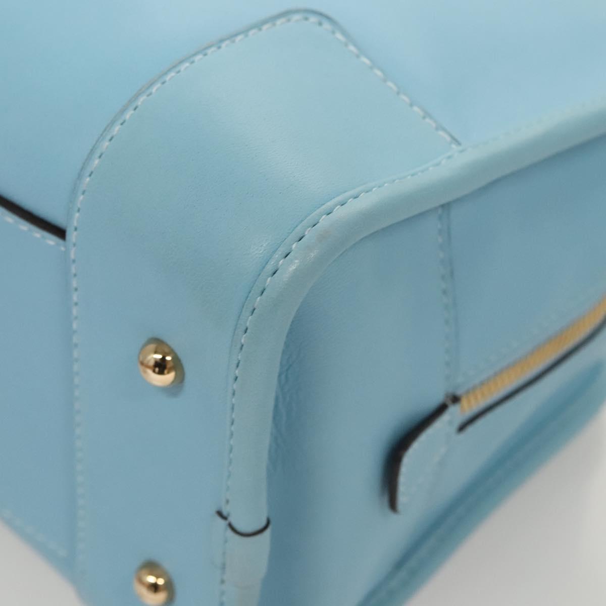 LOEWE Anagram Amazona 28 Hand Bag Leather Light Blue Gold Auth fm4572