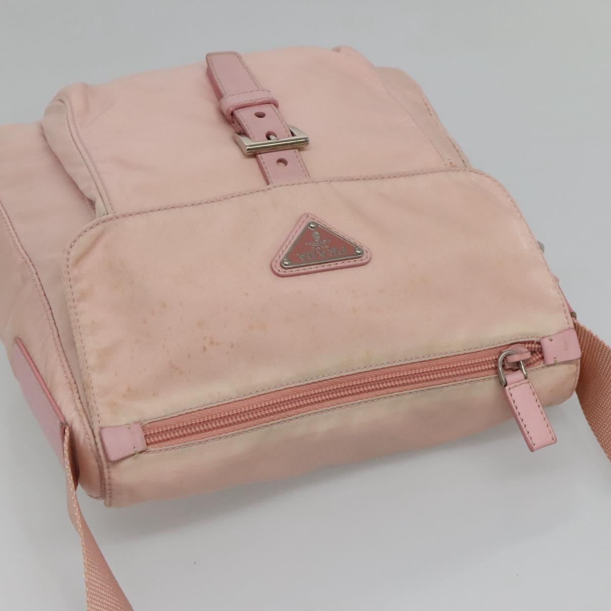 PRADA Shoulder Bag Nylon Pink Silver Auth fm4604