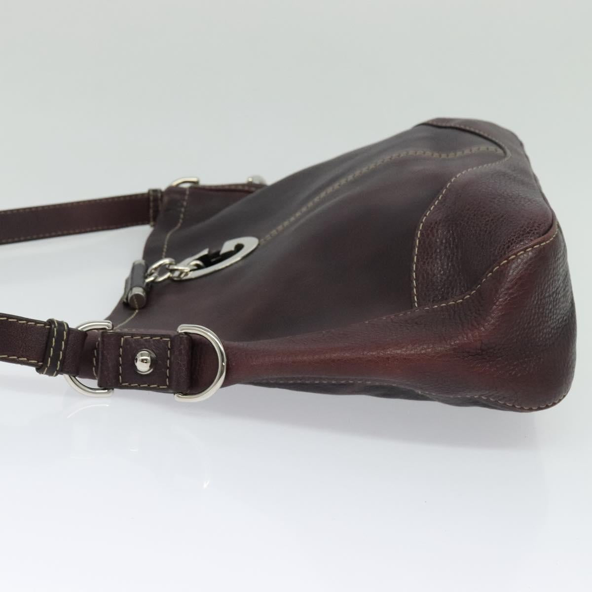 GUCCI Shoulder Bag Leather Wine Red Silver 247400 Auth fm4612