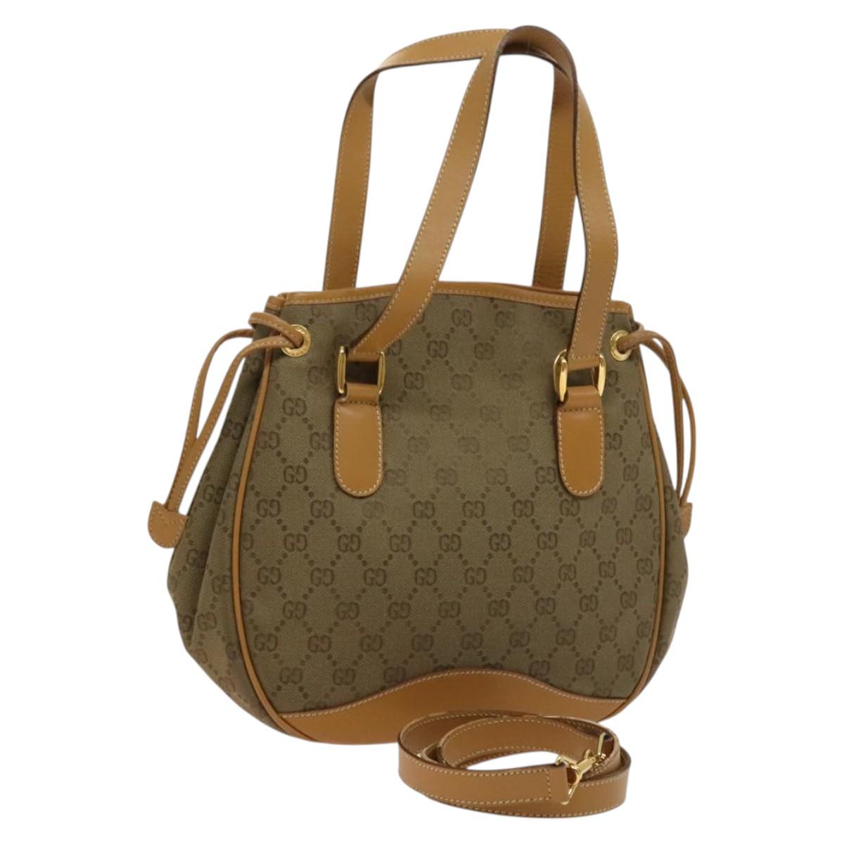 GUCCI GG Canvas Hand Bag 2way Beige Gold 000 3444 0282 Auth fm4624