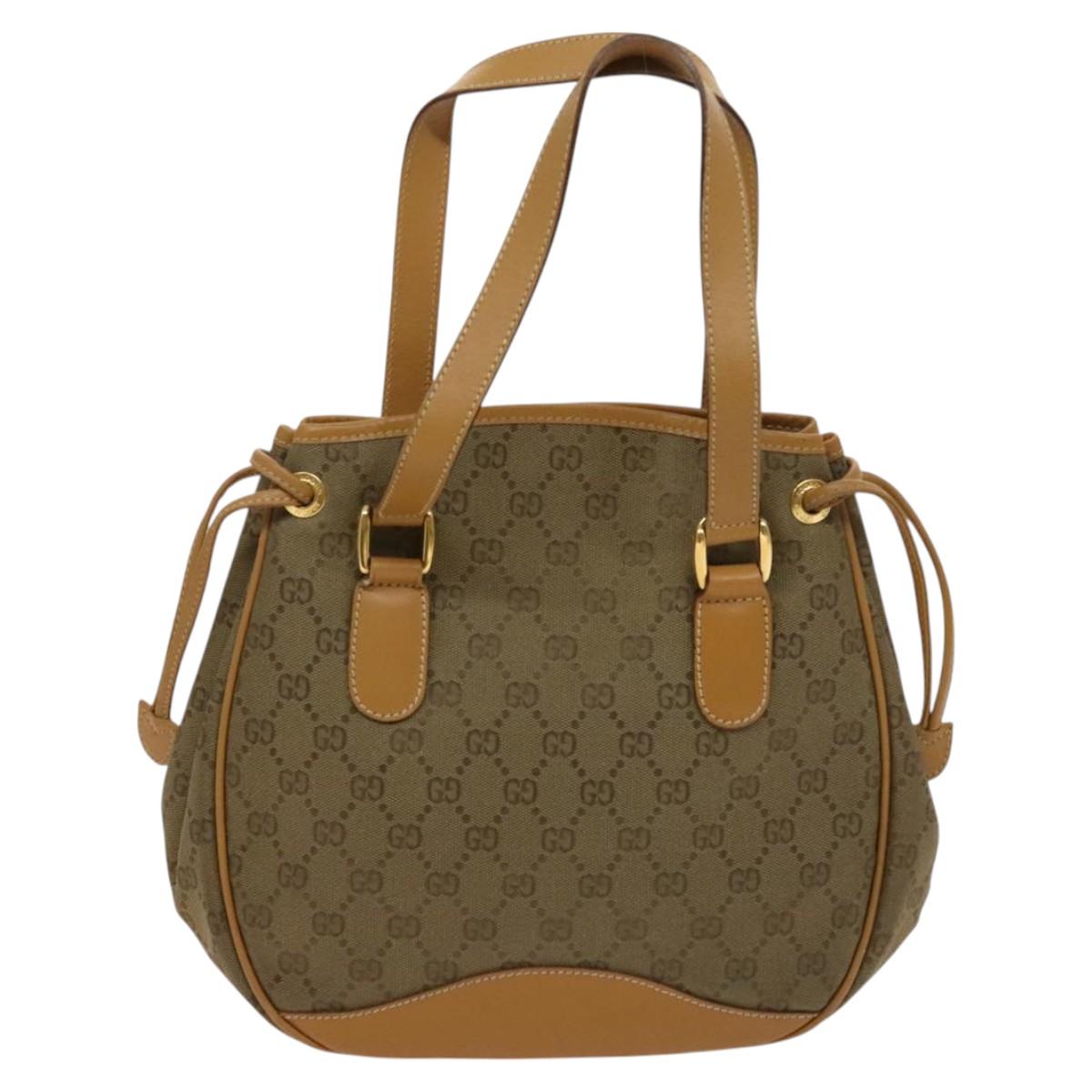 GUCCI GG Canvas Hand Bag 2way Beige Gold 000 3444 0282 Auth fm4624