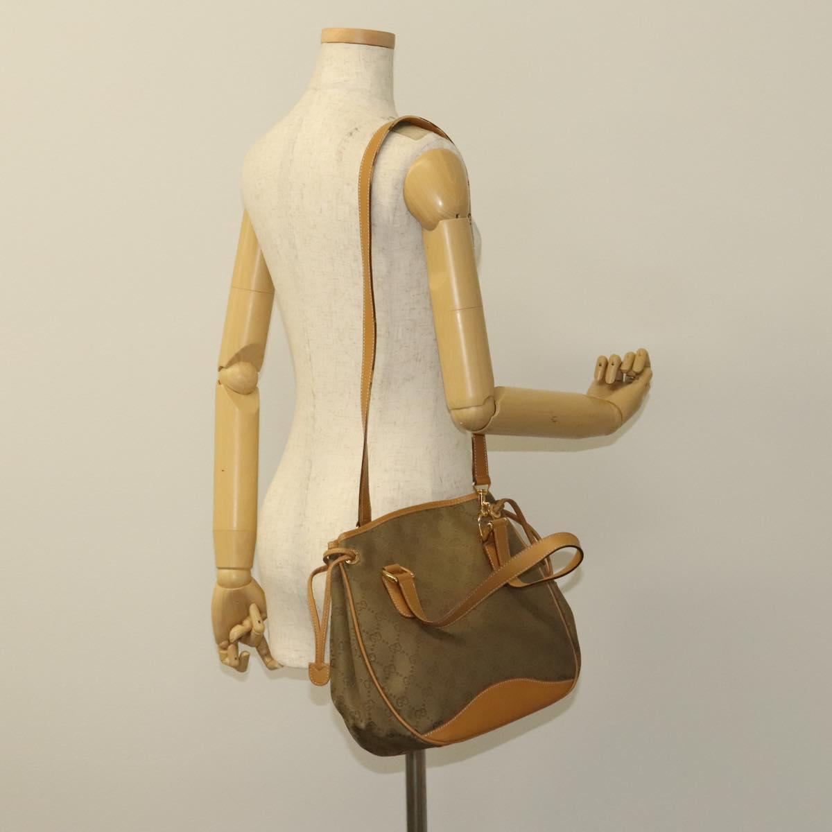 GUCCI GG Canvas Hand Bag 2way Beige Gold 000 3444 0282 Auth fm4624