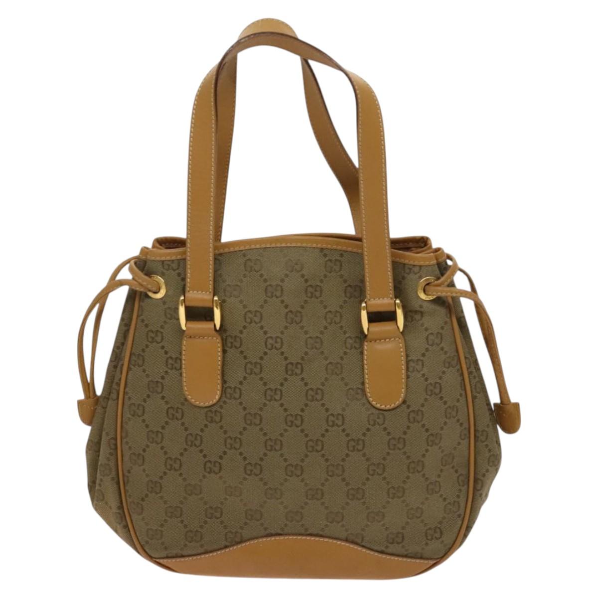 GUCCI GG Canvas Hand Bag 2way Beige Gold 000 3444 0282 Auth fm4624