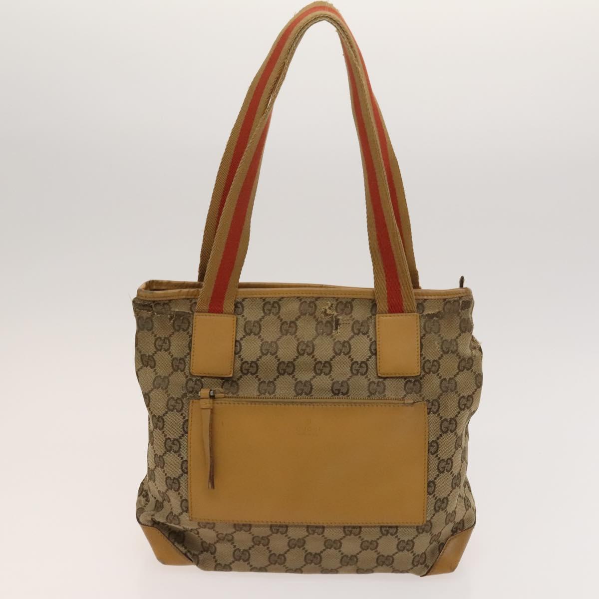 GUCCI GG Canvas Sherry Line Hand Bag 3Set Beige Black Red Auth fm4630