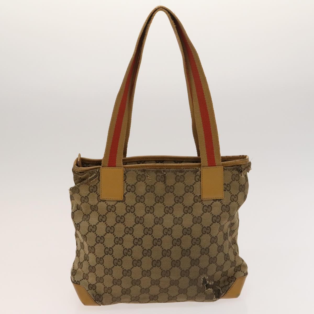 GUCCI GG Canvas Sherry Line Hand Bag 3Set Beige Black Red Auth fm4630