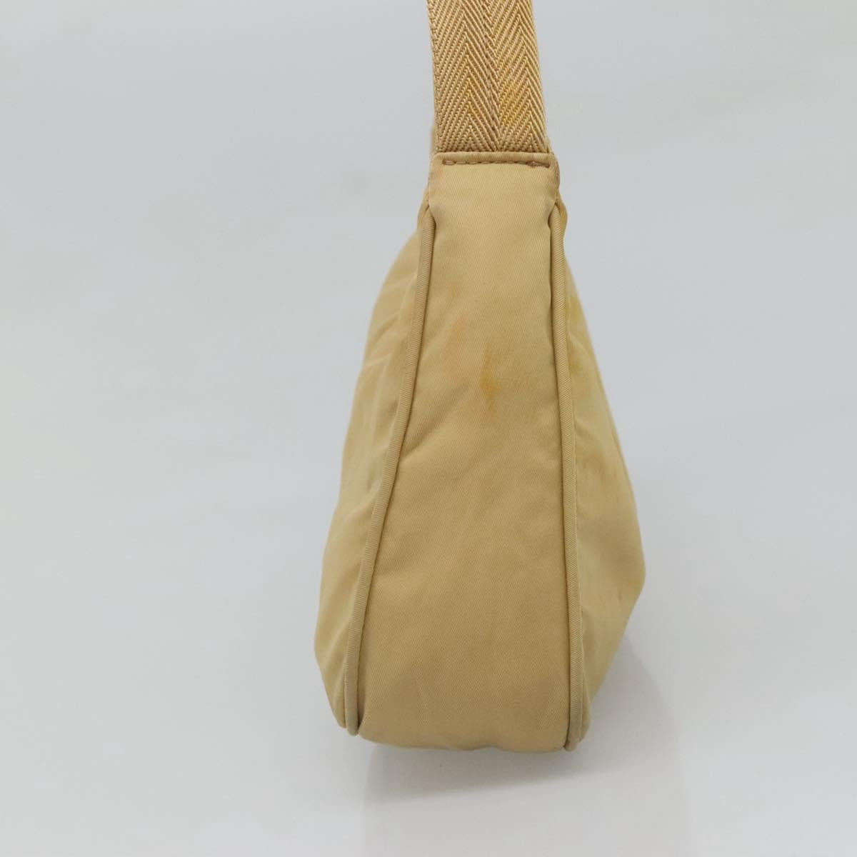 PRADA Accessory Pouch Nylon Beige Auth fm4643
