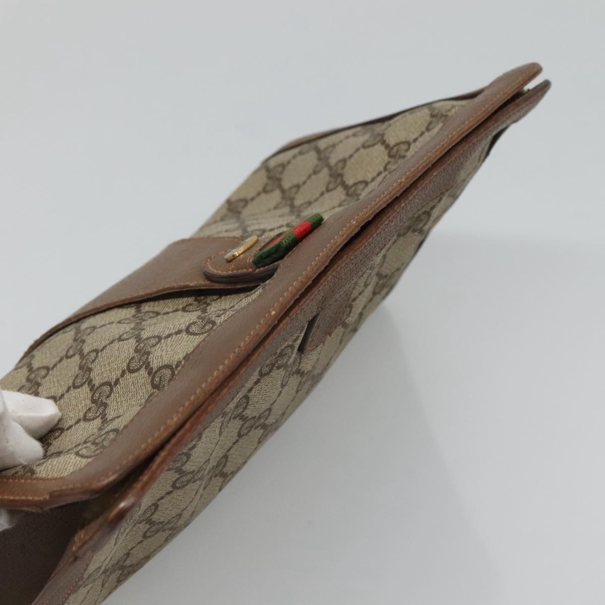 GUCCI GG Supreme Web Sherry Line Clutch Bag PVC Beige Red 89 01 033 Auth fm4647