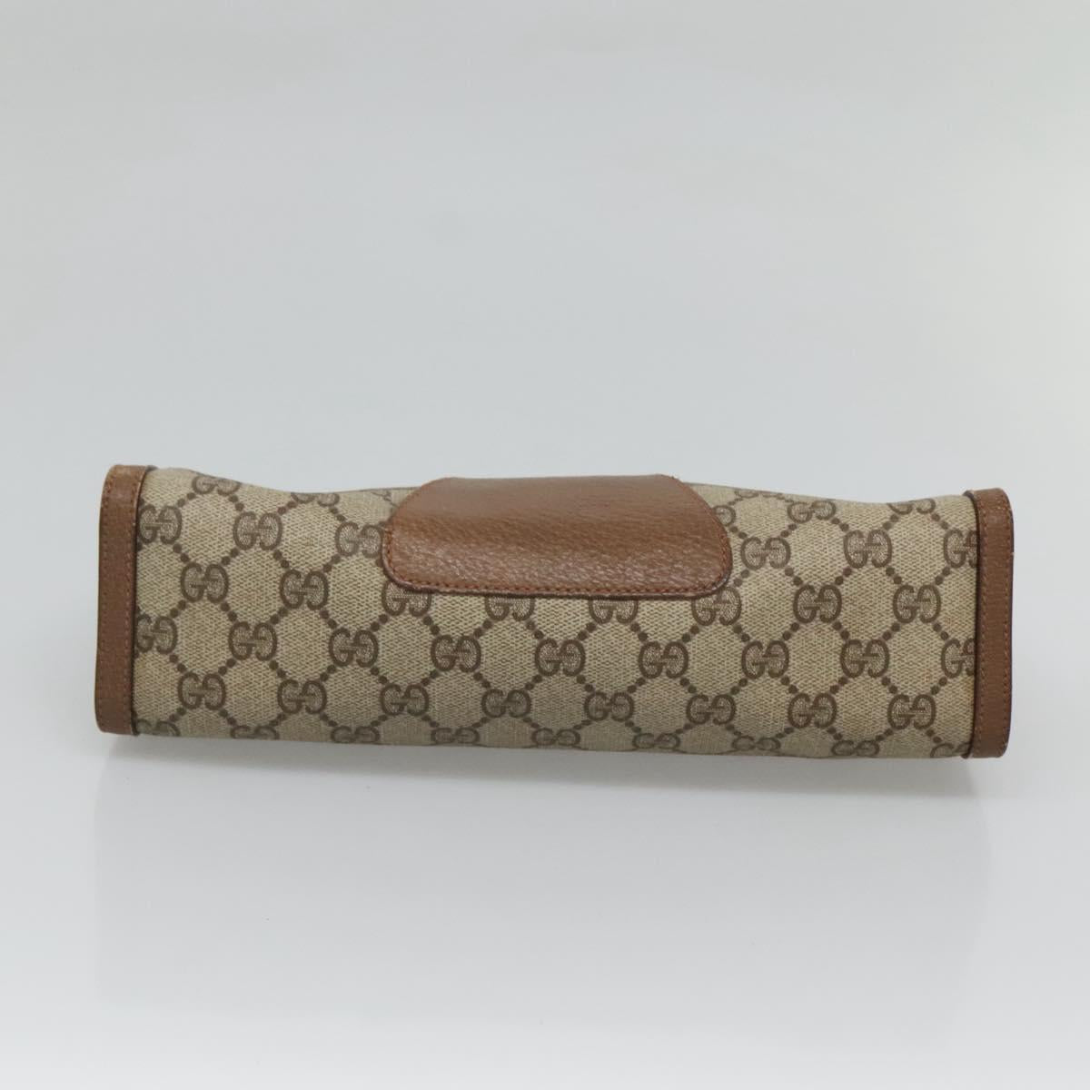 GUCCI GG Supreme Web Sherry Line Clutch Bag PVC Beige Red 89 01 033 Auth fm4647