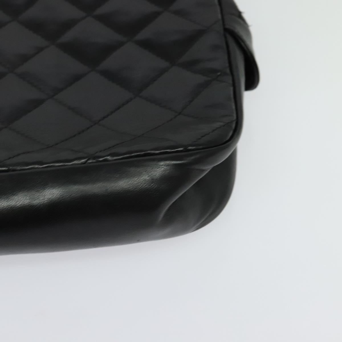 CHANEL Matelasse Chain Shoulder Bag Lamb Skin Black Gold CC Auth fm4668