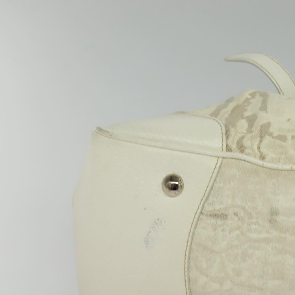 PRADA Shoulder Bag Canvas Silver White Auth fm4672