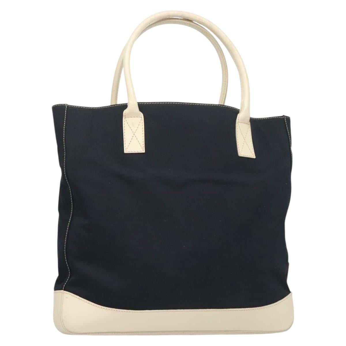 FENDI Tote Bag Canvas Leather Navy Auth fm4675