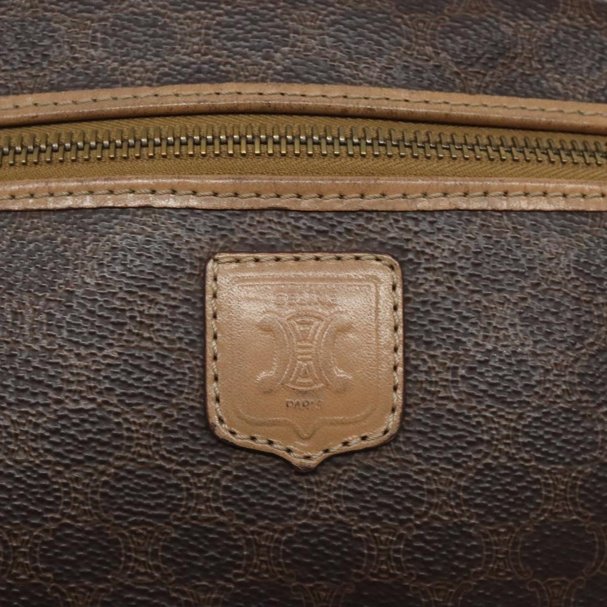 CELINE Macadam Canvas Shoulder Bag PVC Leather Brown Gold Auth fm4682