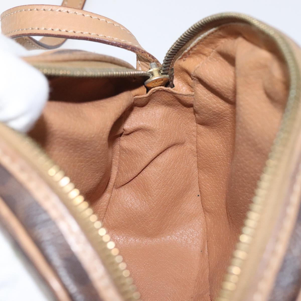 CELINE Macadam Canvas Shoulder Bag PVC Leather Brown Gold Auth fm4682