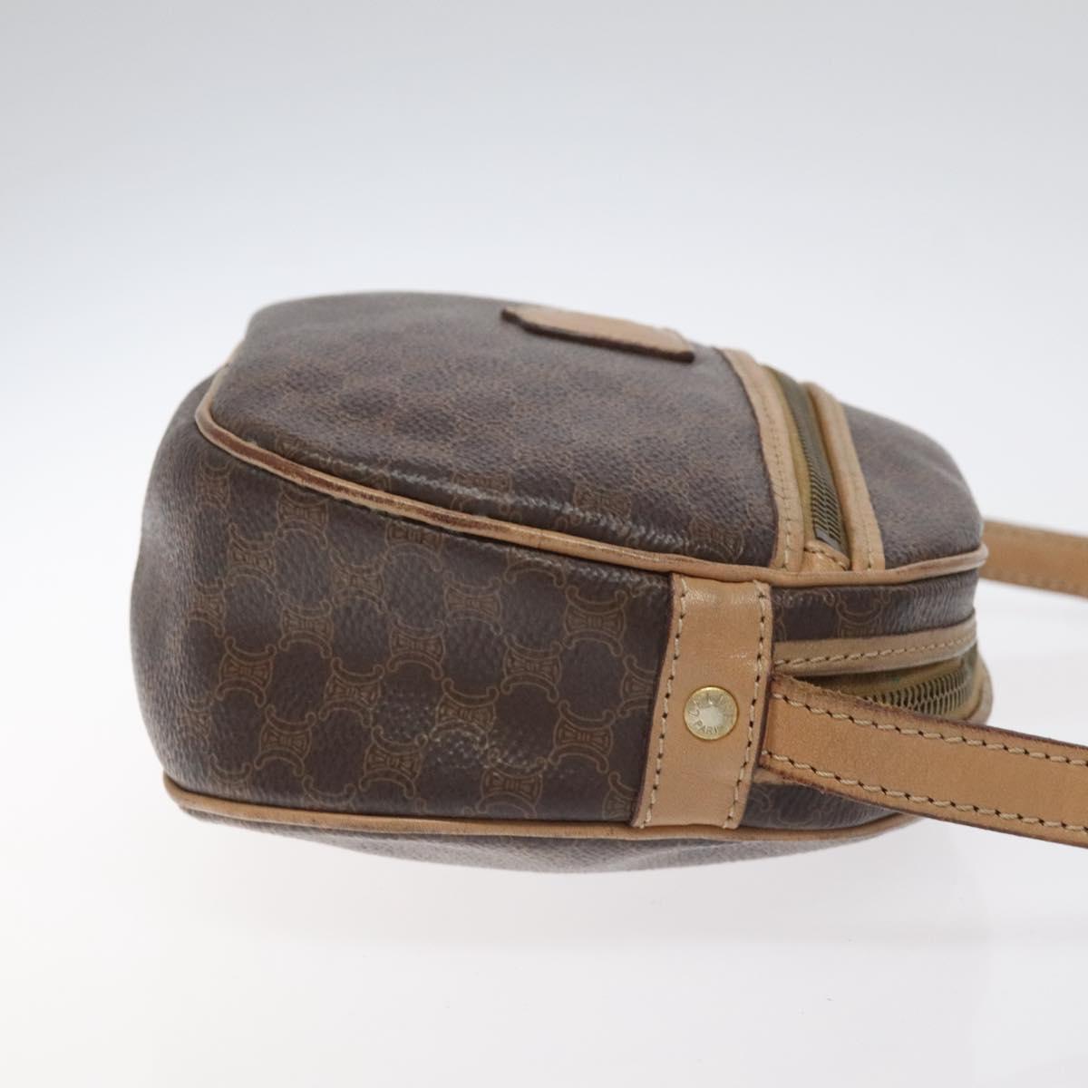 CELINE Macadam Canvas Shoulder Bag PVC Leather Brown Gold Auth fm4682