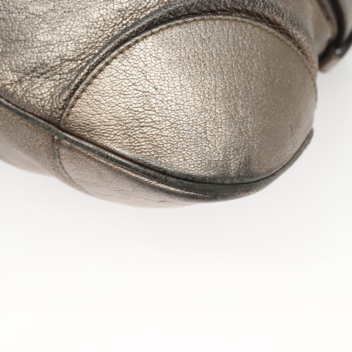 Salvatore Ferragamo Gancini Marissa Shoulder Bag Leather Silver Auth fm4685