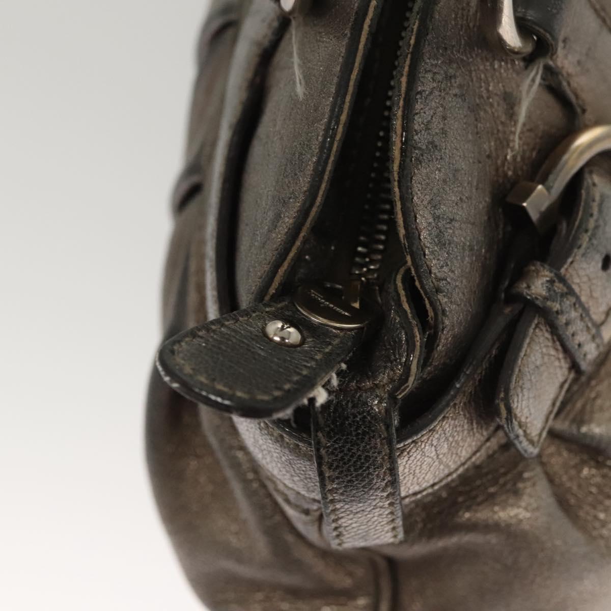 Salvatore Ferragamo Gancini Marissa Shoulder Bag Leather Silver Auth fm4685