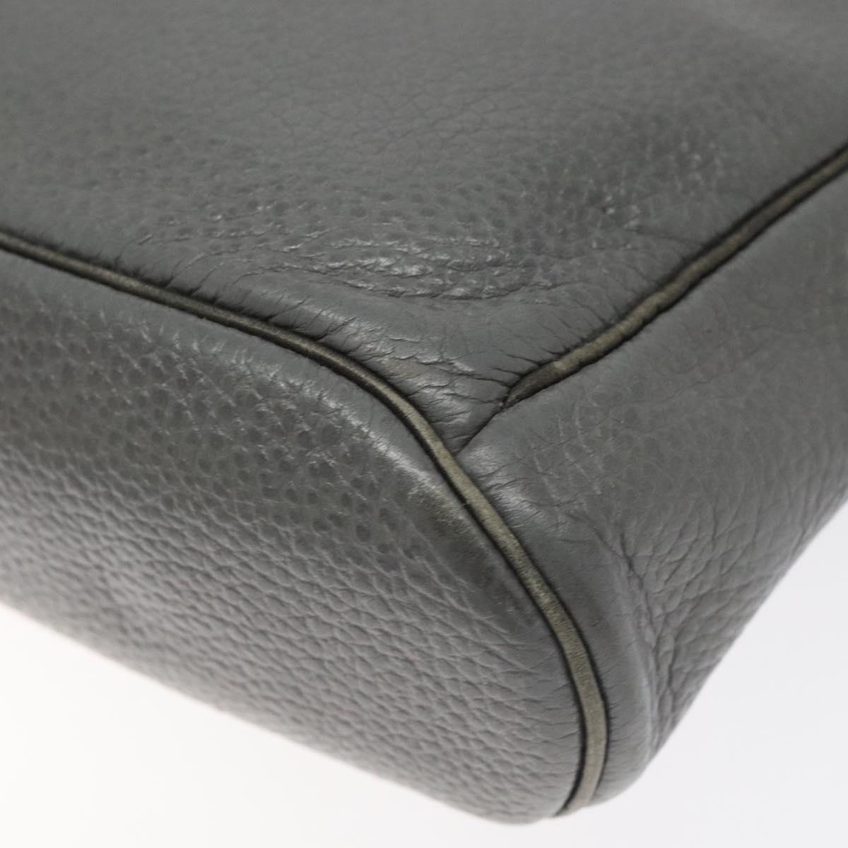 Christian Dior Shoulder Bag Leather Gray Gold Auth fm4687