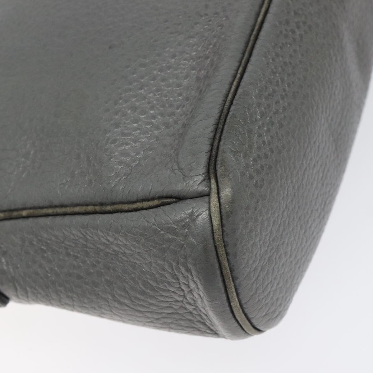 Christian Dior Shoulder Bag Leather Gray Gold Auth fm4687