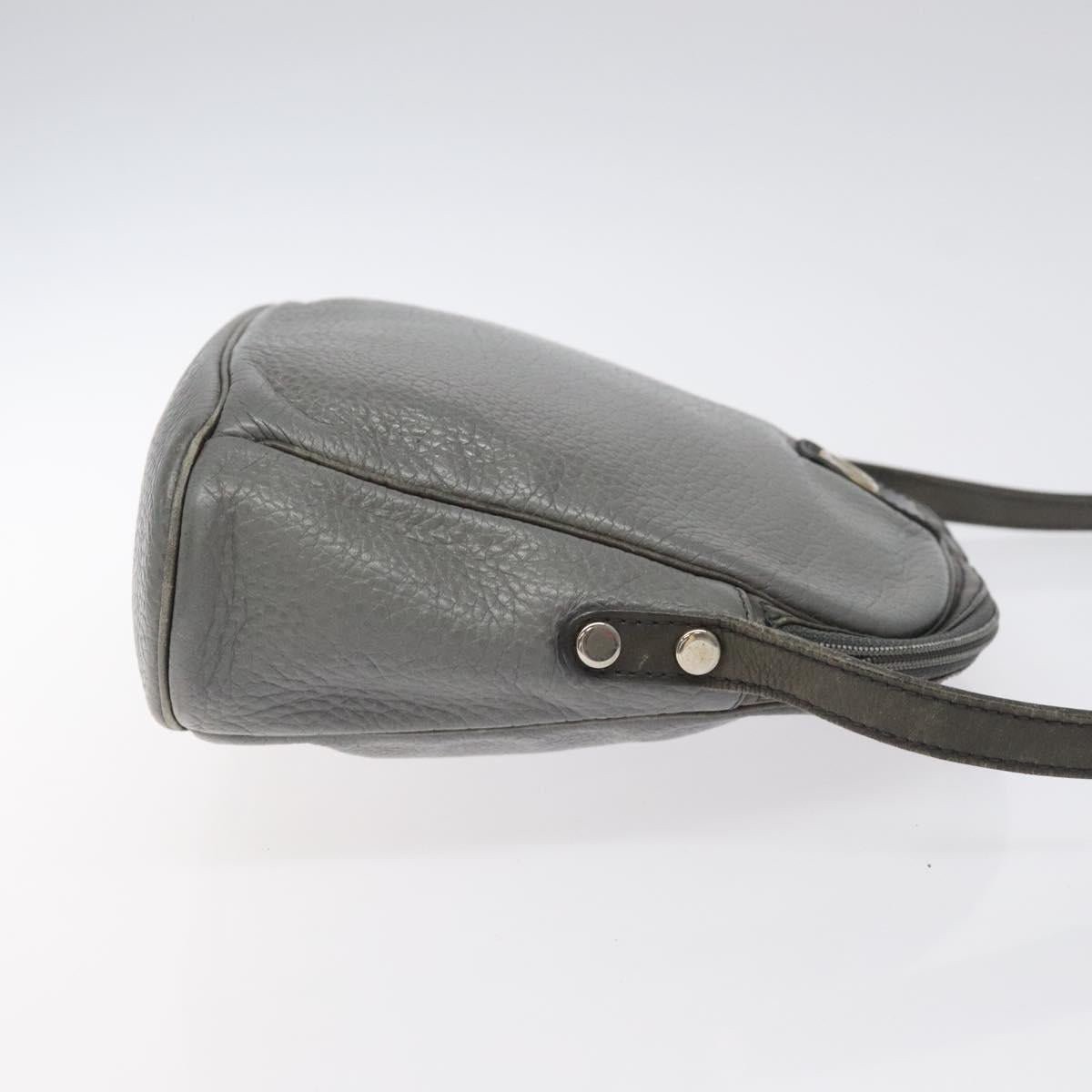 Christian Dior Shoulder Bag Leather Gray Gold Auth fm4687