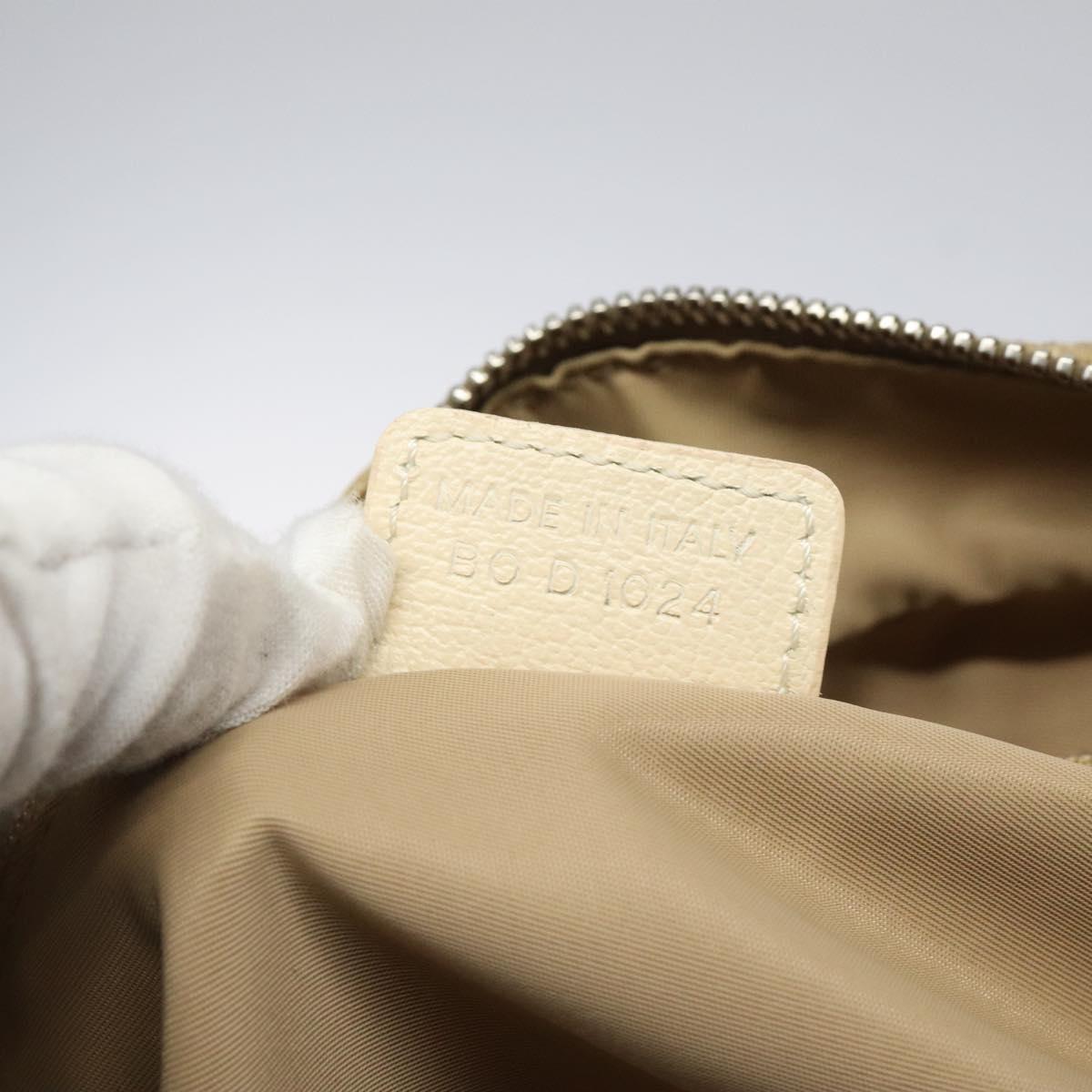 Christian Dior Trotter Canvas Flower Shoulder Bag Beige Silver Auth fm4695