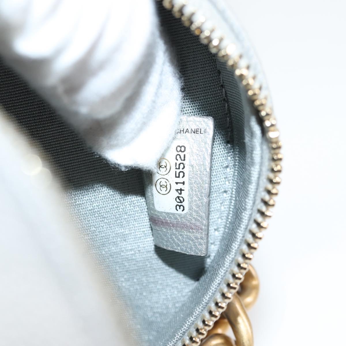 CHANEL Chain Chanel 19 Shoulder Bag Lamb Skin Gold Silver CC Auth fm4698M