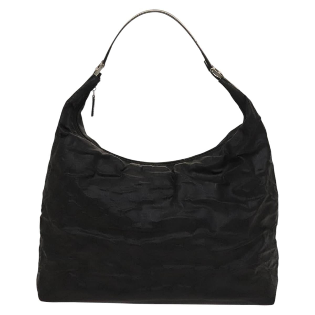 GUCCI GG Canvas Shoulder Bag Nylon Black Silver 012 0384 08 2123 Auth fm4703