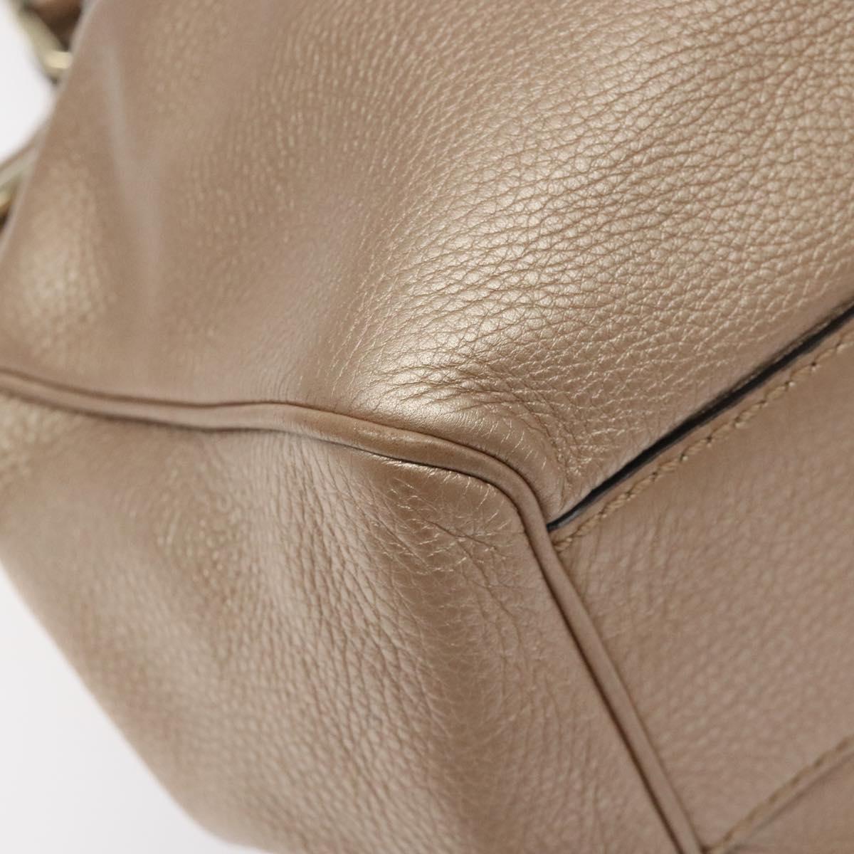 GUCCI Sukey Hand Bag Leather Pink Gold 211944 Auth fm4704