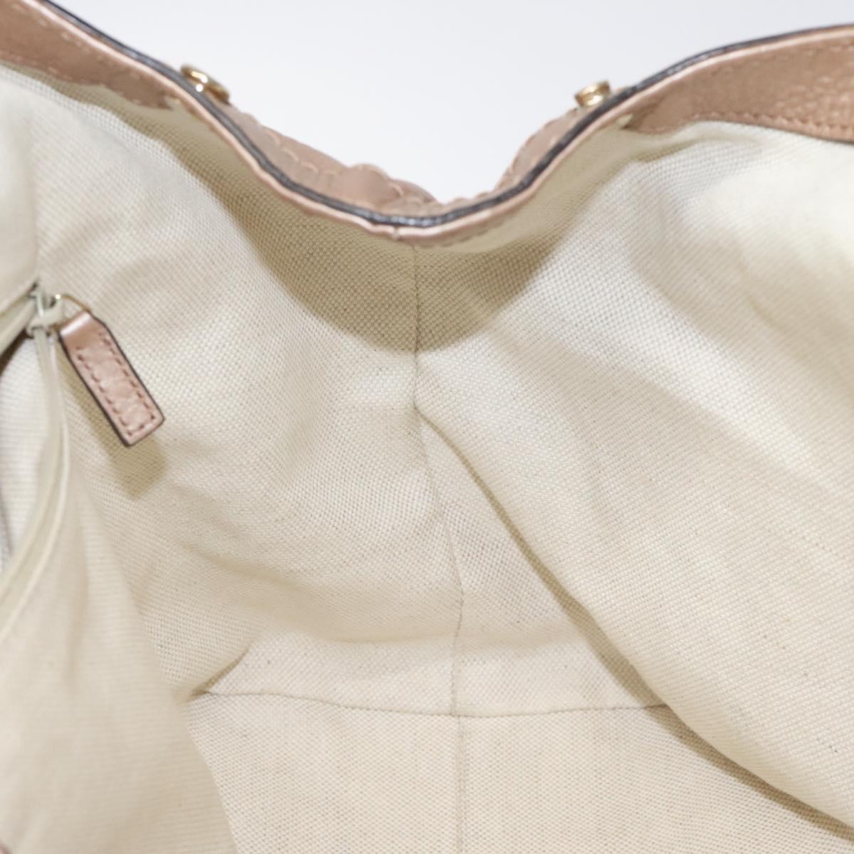 GUCCI Sukey Hand Bag Leather Pink Gold 211944 Auth fm4704