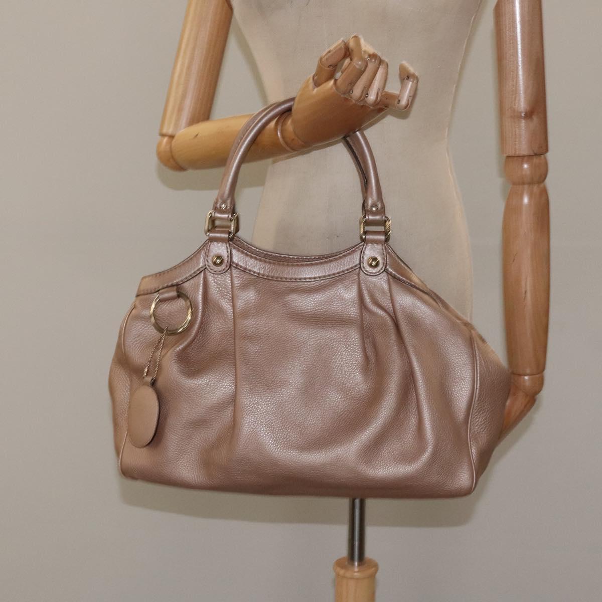 GUCCI Sukey Hand Bag Leather Pink Gold 211944 Auth fm4704