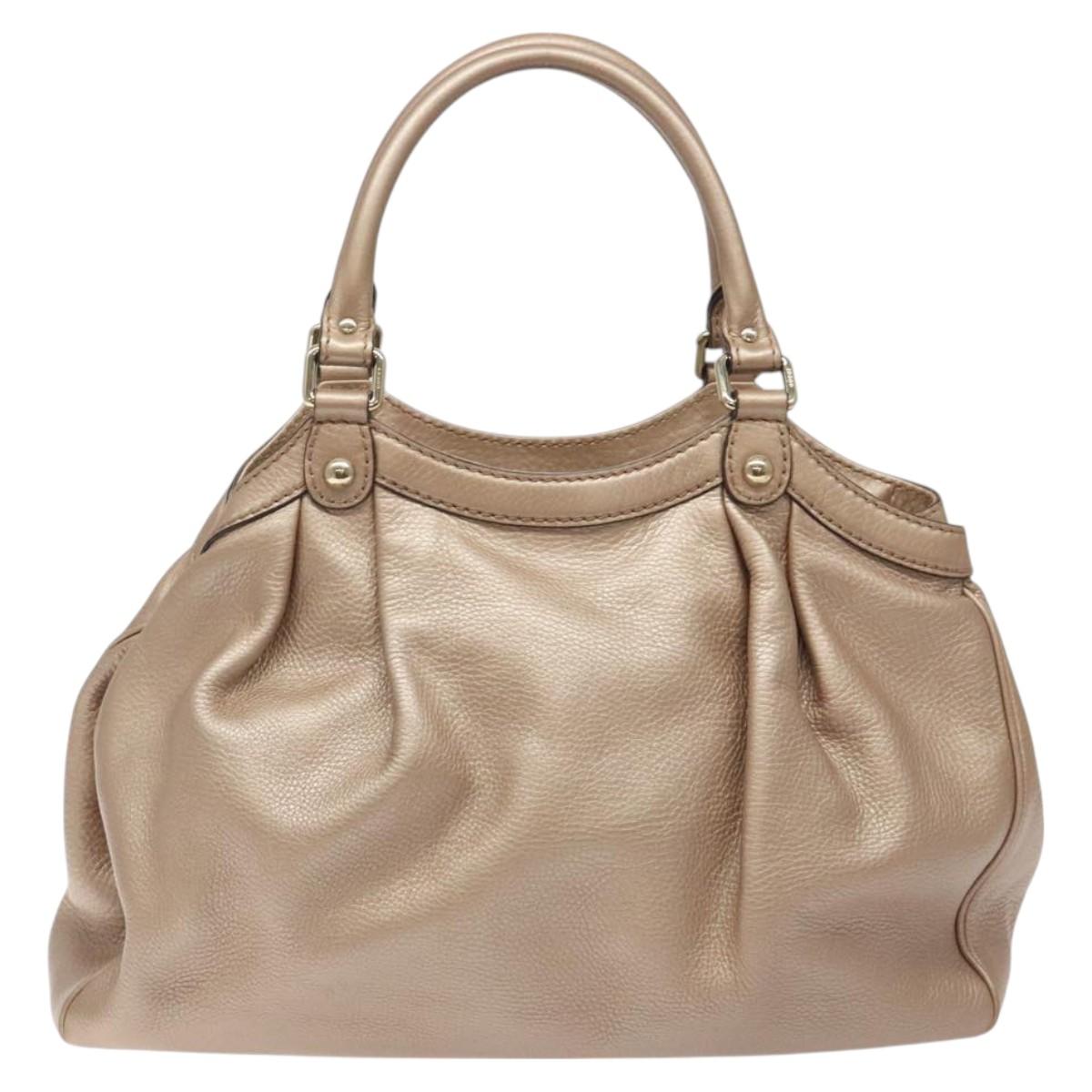 GUCCI Sukey Hand Bag Leather Pink Gold 211944 Auth fm4704