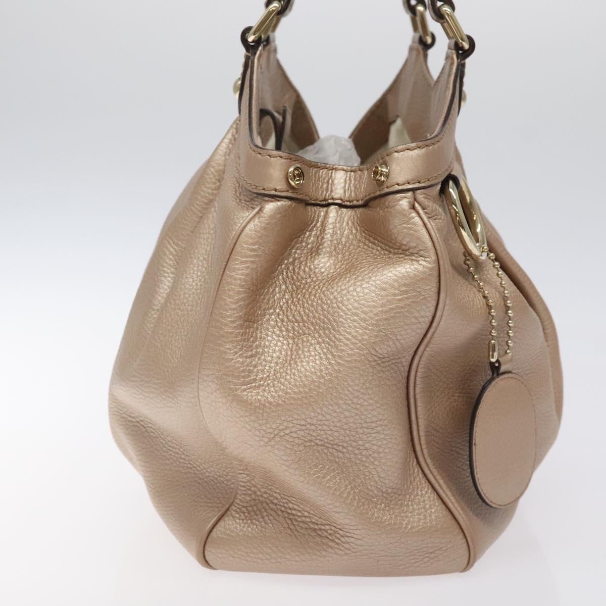 GUCCI Sukey Hand Bag Leather Pink Gold 211944 Auth fm4704