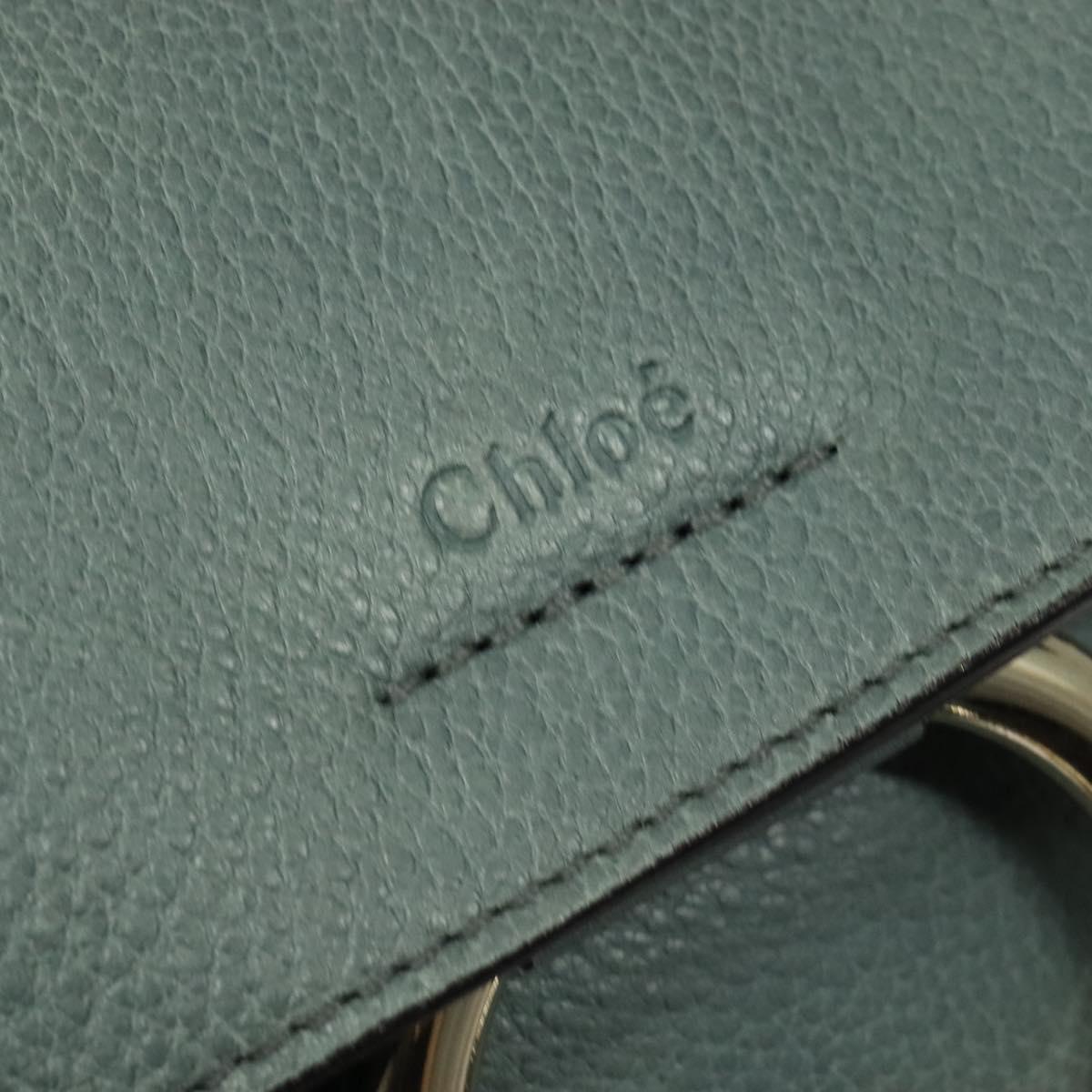 Chloe Fayday Hand Bag Leather 2way Green Gold Auth fm4705