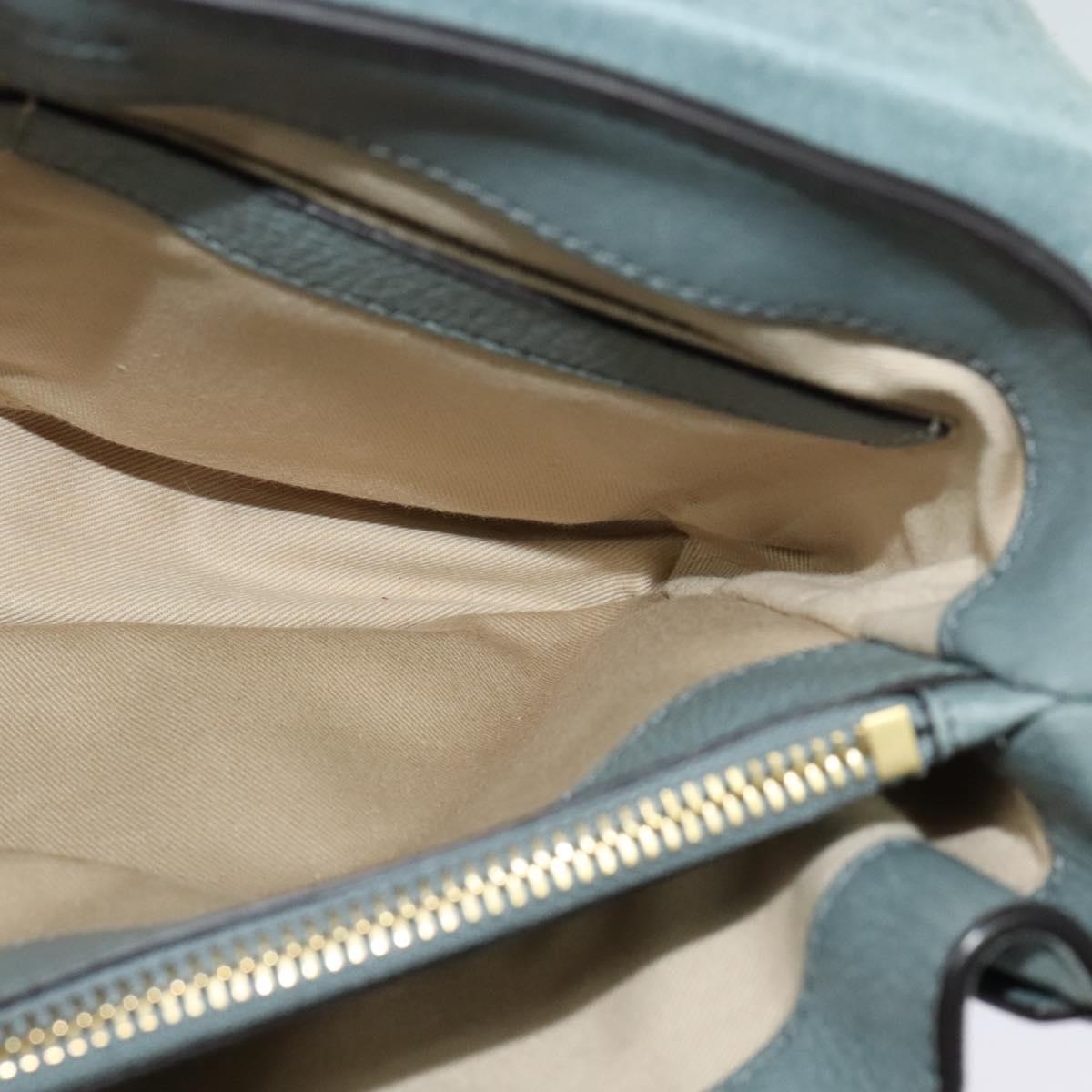 Chloe Fayday Hand Bag Leather 2way Green Gold Auth fm4705