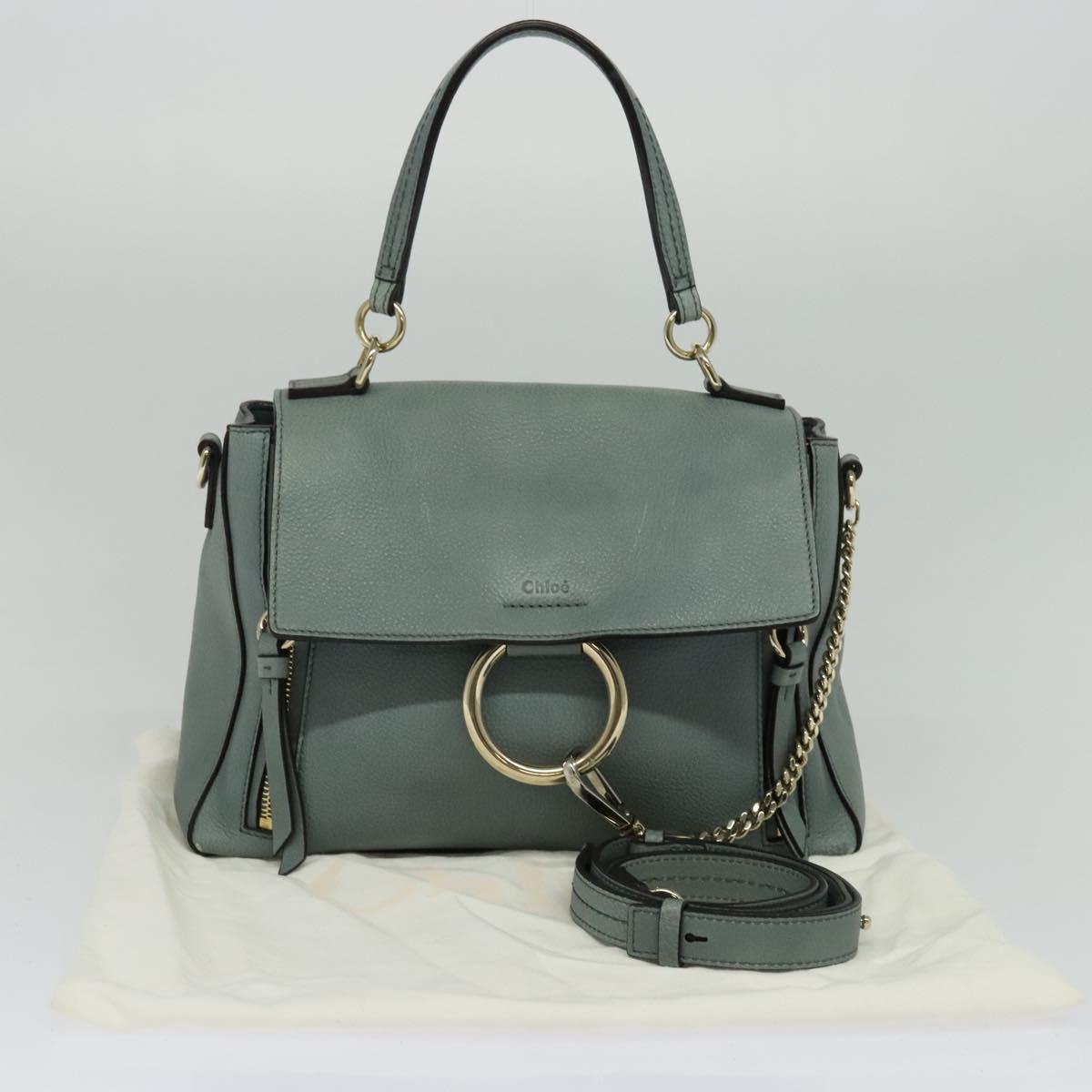 Chloe Fayday Hand Bag Leather 2way Green Gold Auth fm4705
