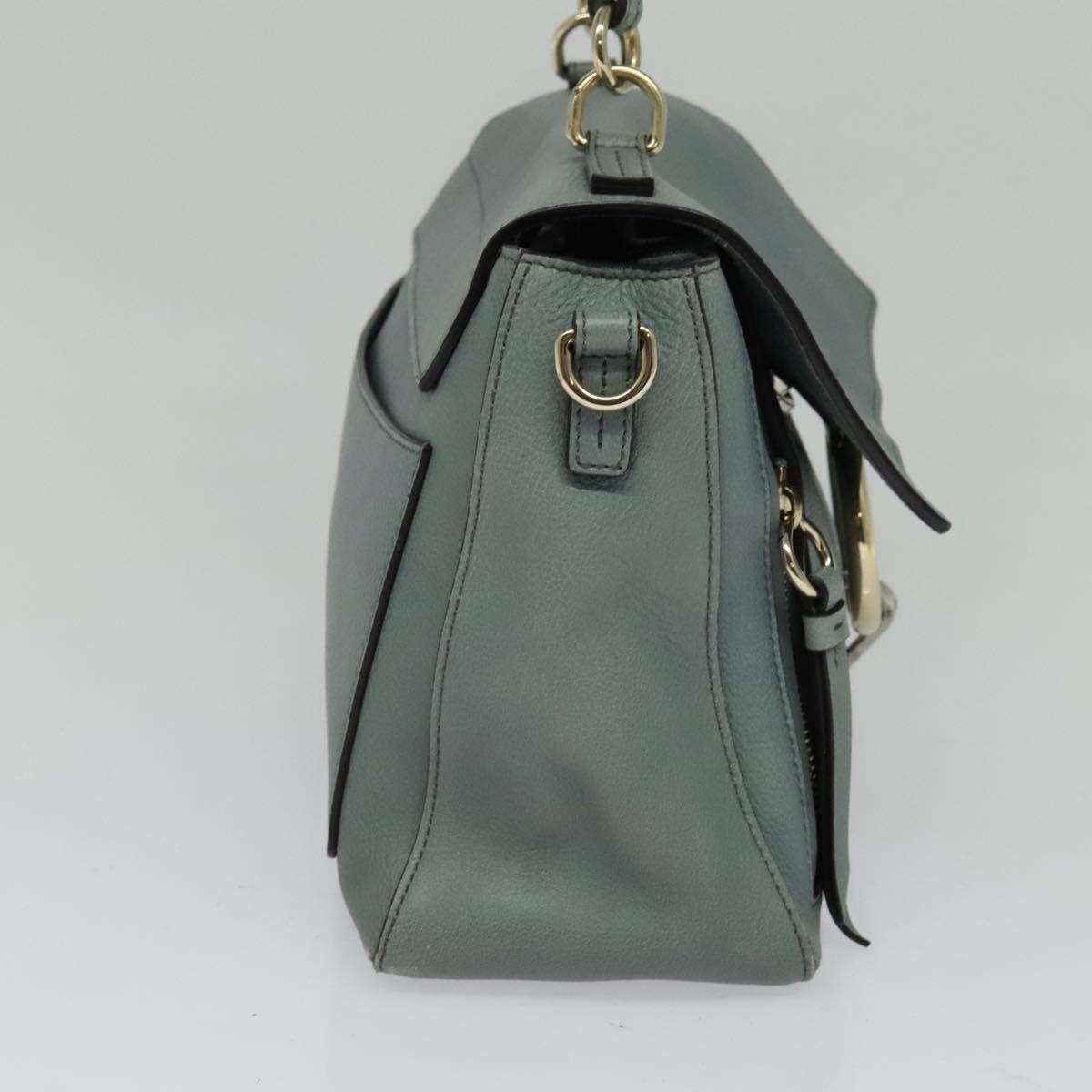 Chloe Fayday Hand Bag Leather 2way Green Gold Auth fm4705
