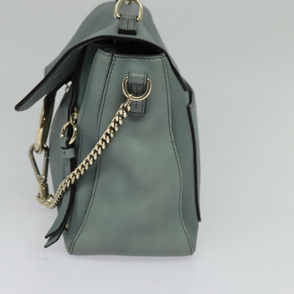 Chloe Fayday Hand Bag Leather 2way Green Gold Auth fm4705