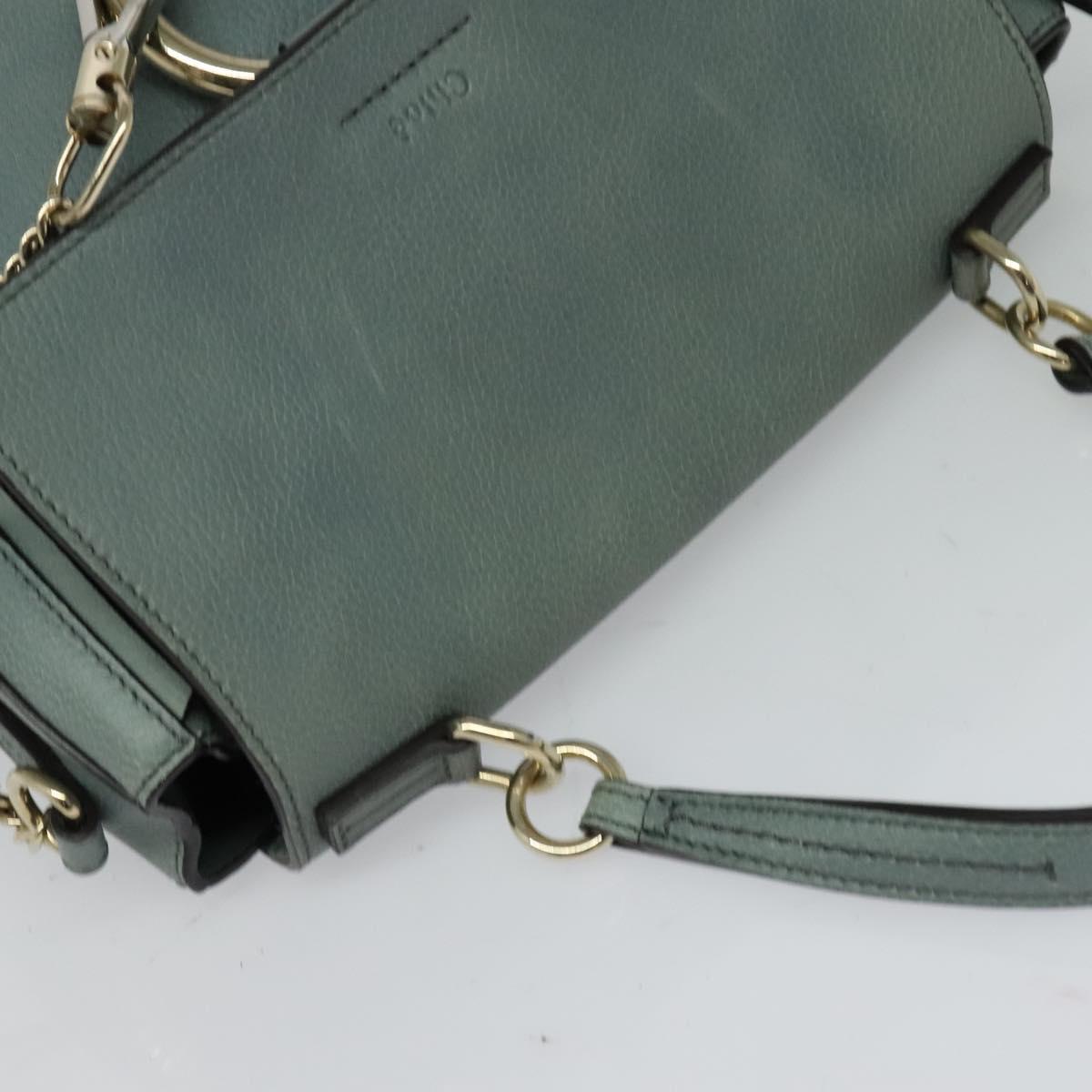Chloe Fayday Hand Bag Leather 2way Green Gold Auth fm4705