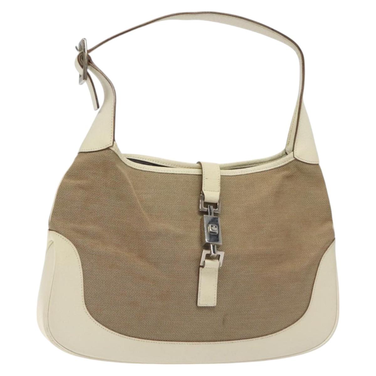 GUCCI Shoulder Bag Leather Beige Silver 001 3306 1705 Auth fm4741