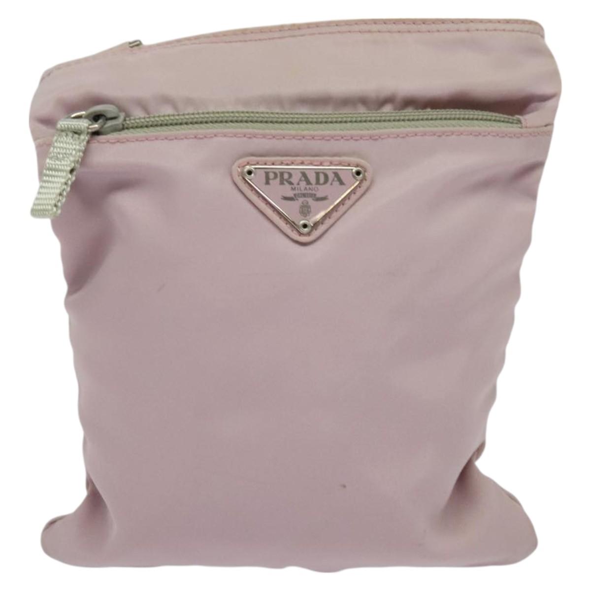PRADA Shoulder Bag Nylon Pink Silver Auth fm4754