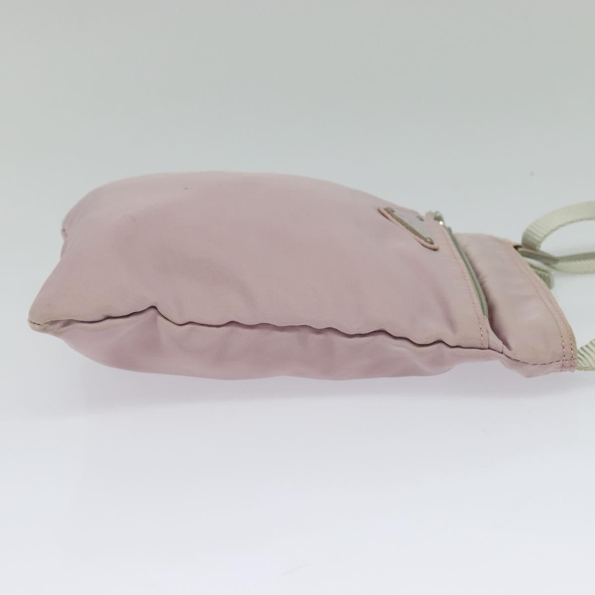 PRADA Shoulder Bag Nylon Pink Silver Auth fm4754