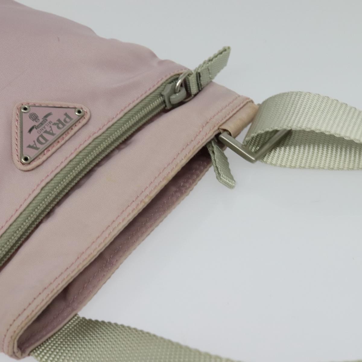 PRADA Shoulder Bag Nylon Pink Silver Auth fm4754
