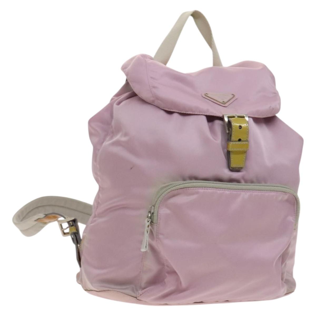 PRADA Backpack Nylon Pink Silver Auth fm4758